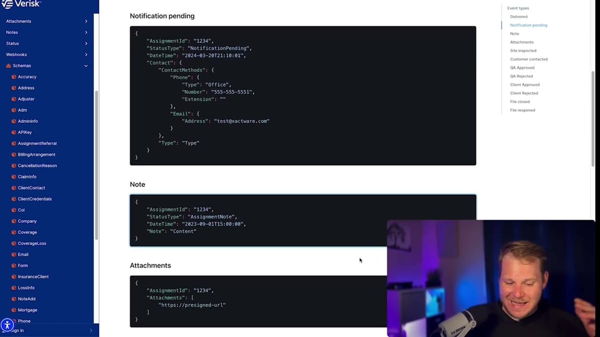 Frame from the video walking through XactAnalysis API integration points for TPA automation